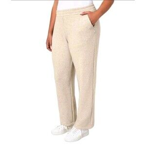 Mondetta Women's Fleece Pants Elastic Waistband & Side Pockets Tan ,XL  NWT D2